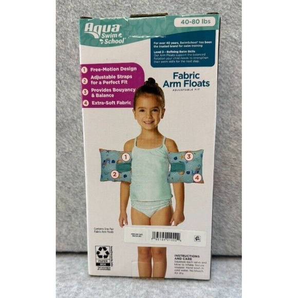 Aqua Swim School Perfect Fit Fabric Adjustable Arm Swim Floats Level 3 40-80 LBS - Picture 2 of 2